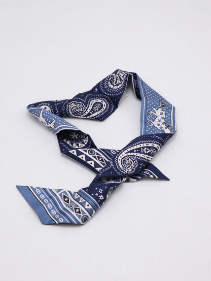 HERMES Cheval de Coeur Bandana愛心駿馬Twilly - 藍