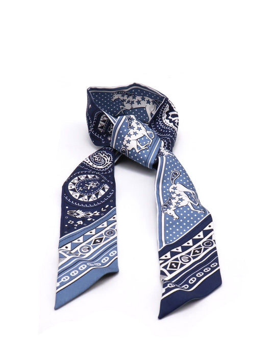 HERMES Cheval de Coeur Bandana愛心駿馬Twilly - 藍