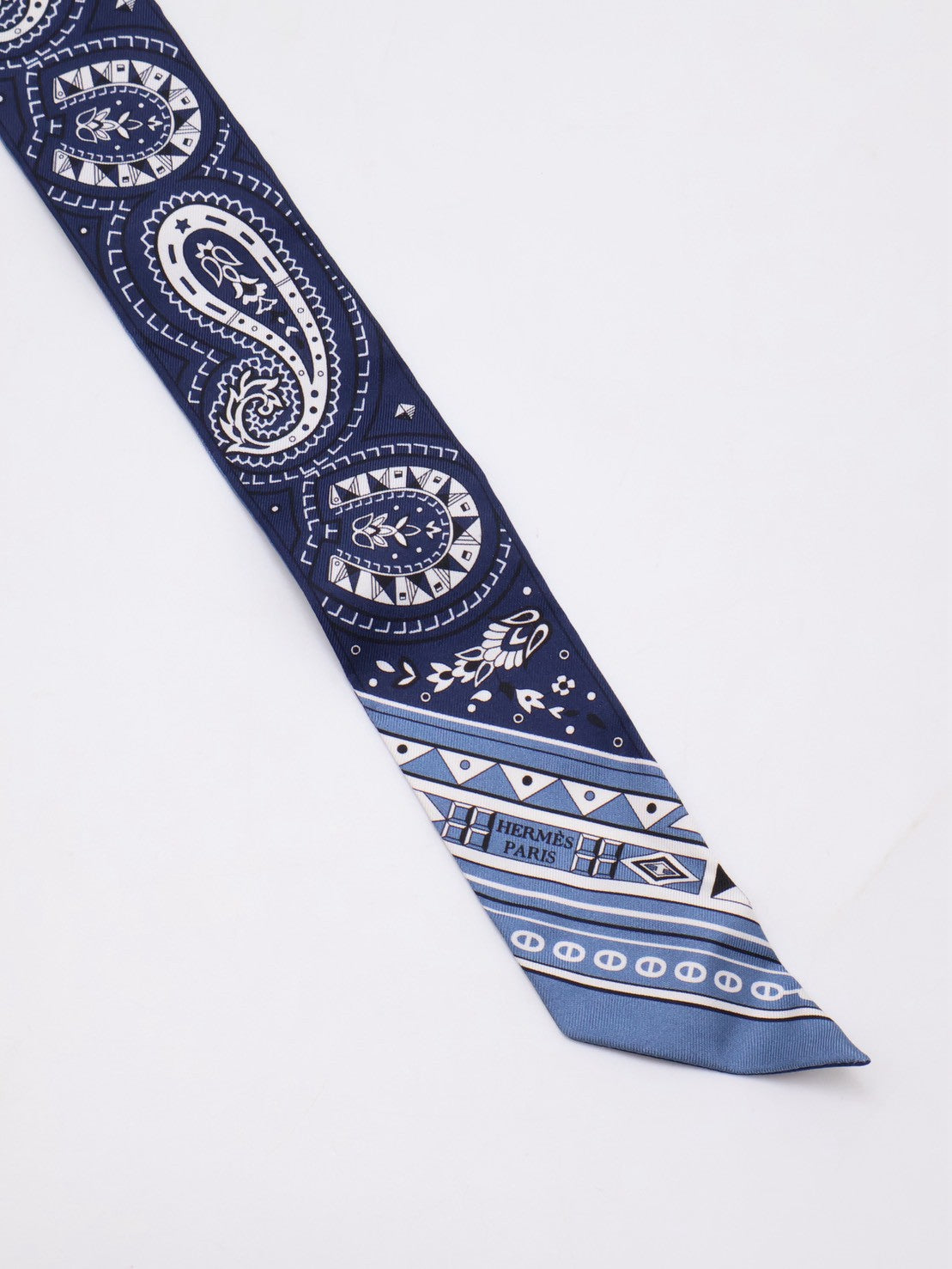 HERMES Cheval de Coeur Bandana愛心駿馬Twilly - 藍