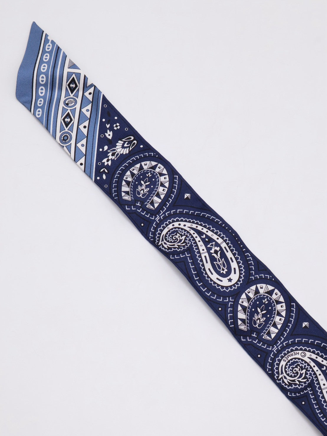 HERMES Cheval de Coeur Bandana愛心駿馬Twilly - 藍