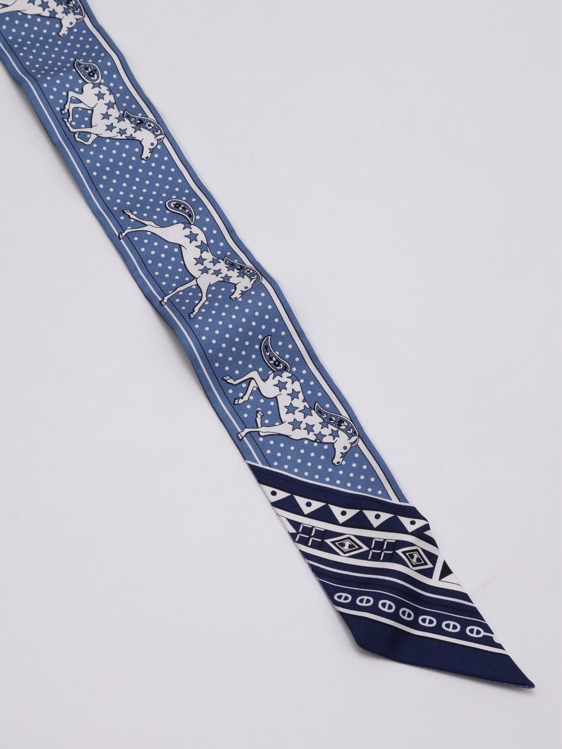HERMES Cheval de Coeur Bandana愛心駿馬Twilly - 藍
