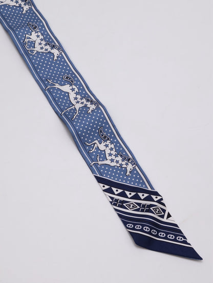 HERMES Cheval de Coeur Bandana愛心駿馬Twilly - 藍