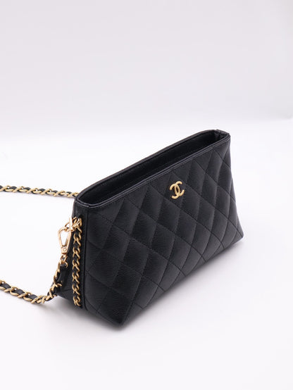 CHANEL 25A粒面牛皮化妝包 - 黑金