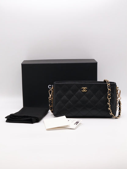 CHANEL 25A粒面牛皮化妝包 - 黑金