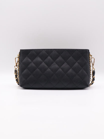 CHANEL 25A粒面牛皮化妝包 - 黑金