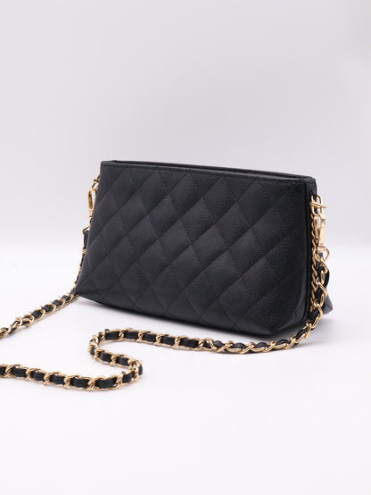 CHANEL 25A粒面牛皮化妝包 - 黑金