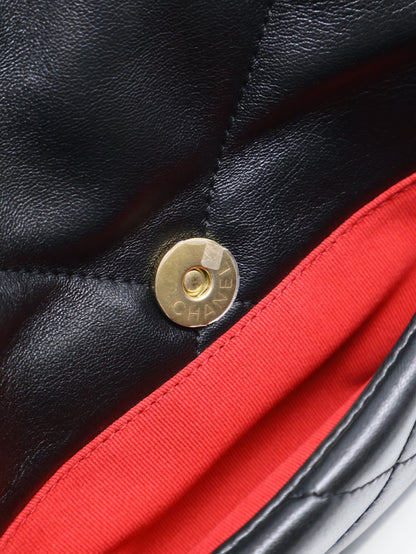 CHANEL 19 Bag 菱格紋羊皮手提肩背包 26 - 黑金