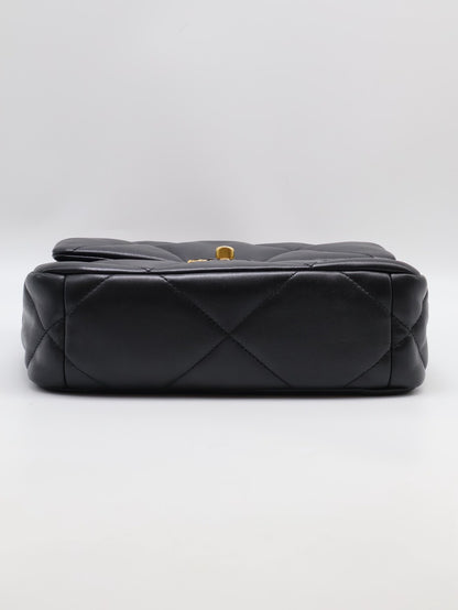 CHANEL 19 Bag 菱格紋羊皮手提肩背包 26 - 黑金