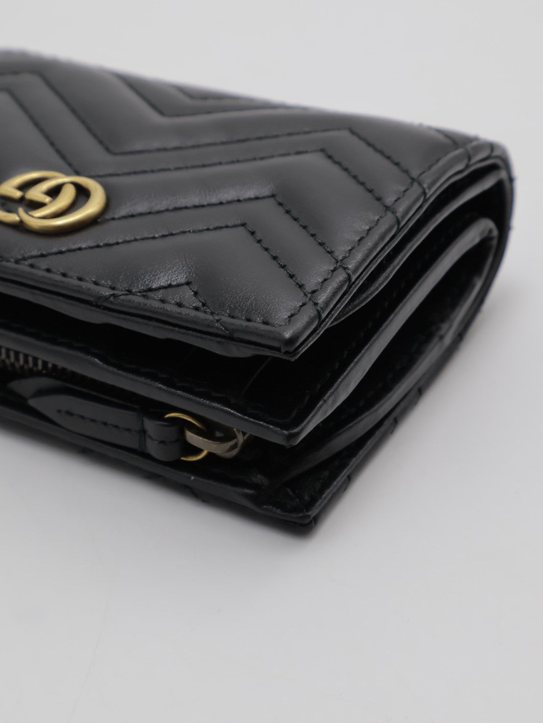 GUCCI Marmont雙折短夾 - 黑金