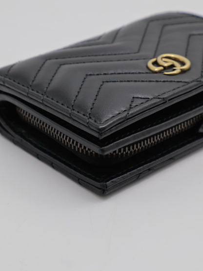 GUCCI Marmont雙折短夾 - 黑金