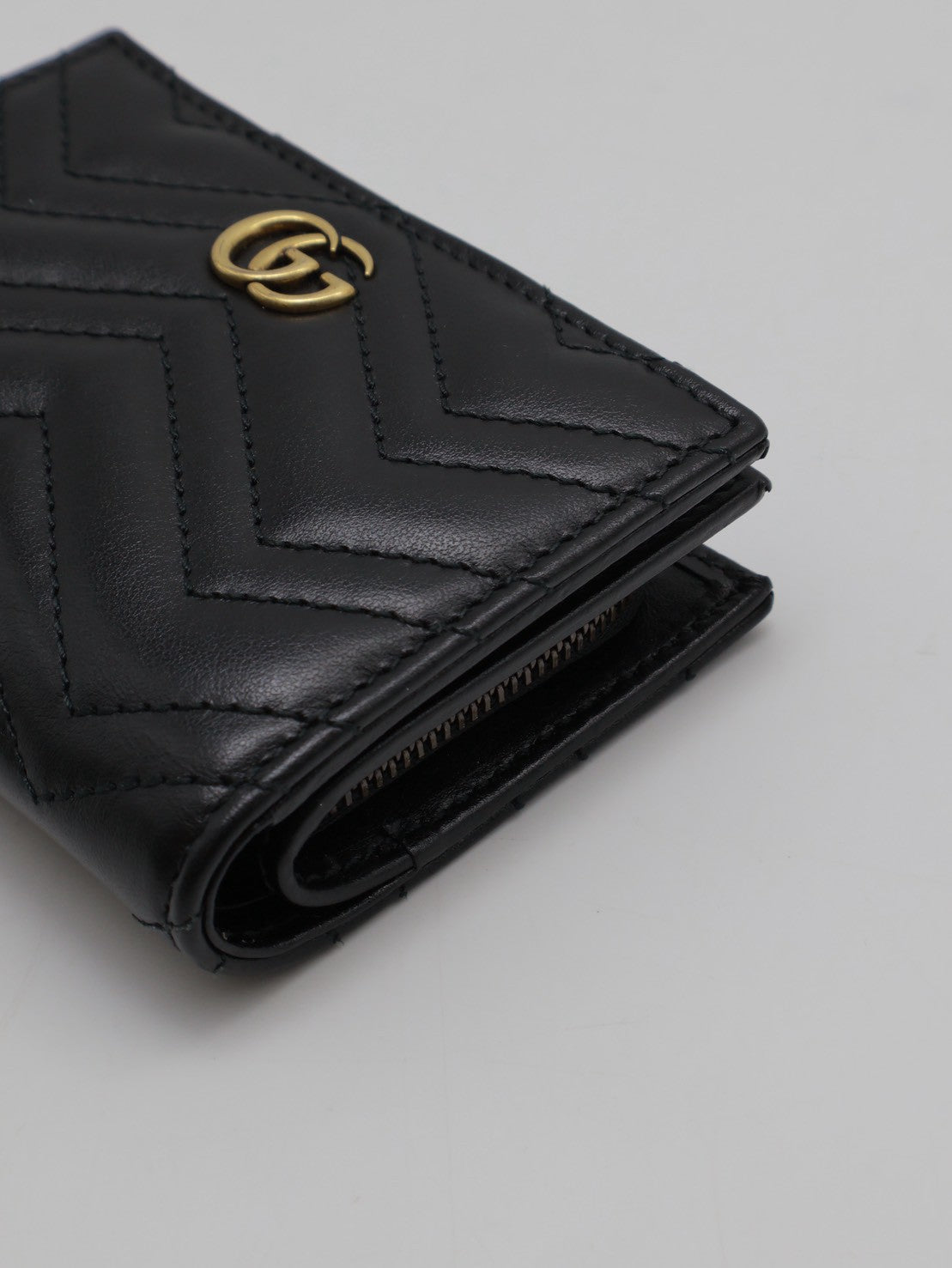 GUCCI Marmont雙折短夾 - 黑金