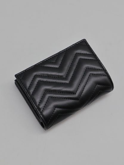 GUCCI Marmont雙折短夾 - 黑金