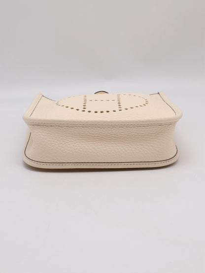 HERMES Mini Evelyne - Nata I2 奶油白金配波點背帶 Z