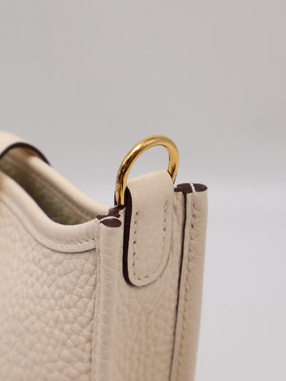 HERMES Mini Evelyne - Nata I2 奶油白金配波點背帶 Z