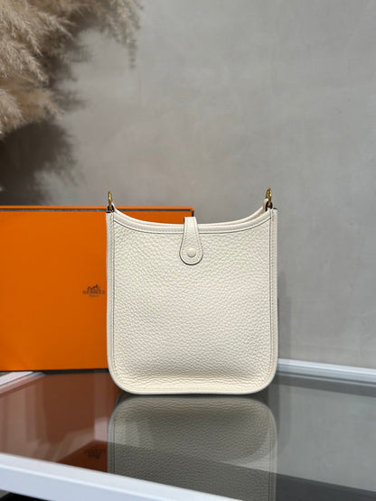 HERMES Mini Evelyne - Nata I2 奶油白金配波點背帶 Z