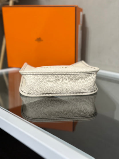 HERMES Mini Evelyne - Nata I2 奶油白金配波點背帶 Z
