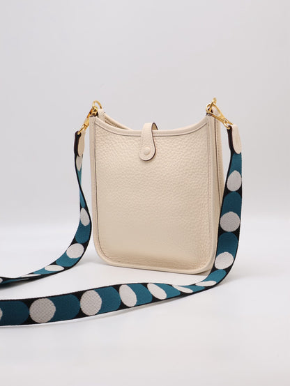 HERMES Mini Evelyne - Nata I2 奶油白金配波點背帶 Z