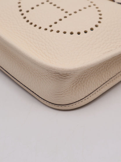 HERMES Mini Evelyne - Nata I2 奶油白金配波點背帶 Z