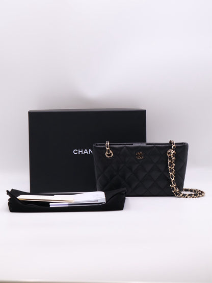 CHANEL 25B粒面牛皮Mini Totoe - 黑金