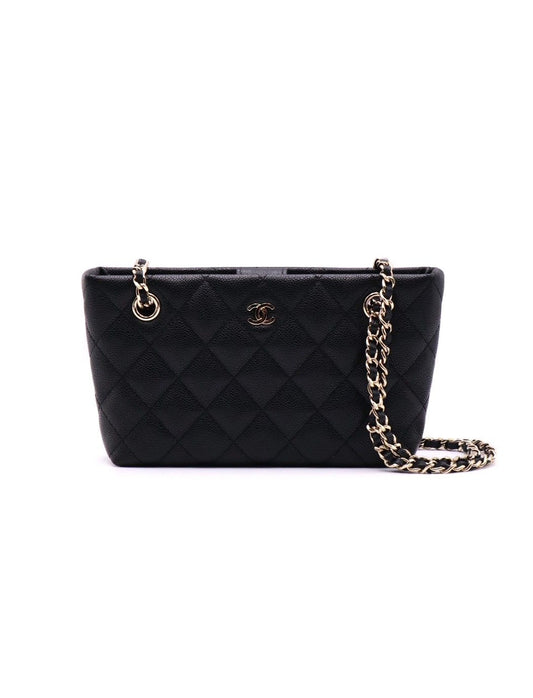 CHANEL 25B粒面牛皮Mini Totoe - 黑金