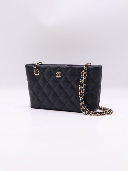CHANEL 25B粒面牛皮Mini Totoe - 黑金