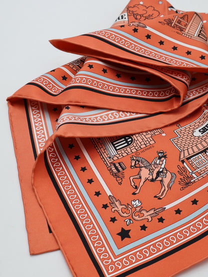 HERMES Paris Station 愛馬仕巴黎站絲巾 55 - 橘