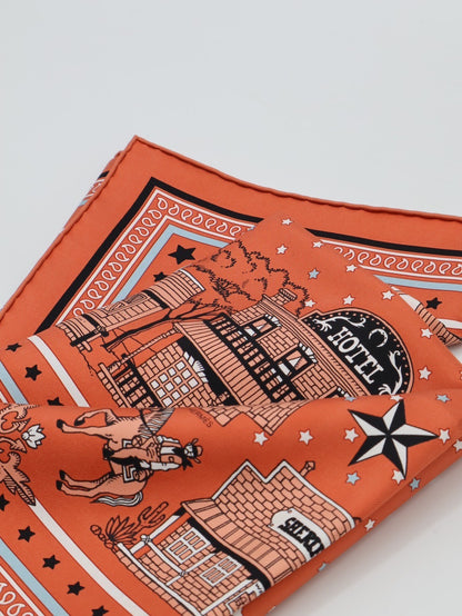 HERMES Paris Station 愛馬仕巴黎站絲巾 55 - 橘