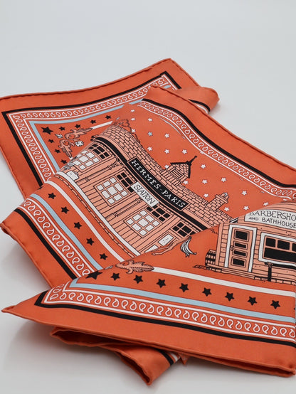 HERMES Paris Station 愛馬仕巴黎站絲巾 55 - 橘