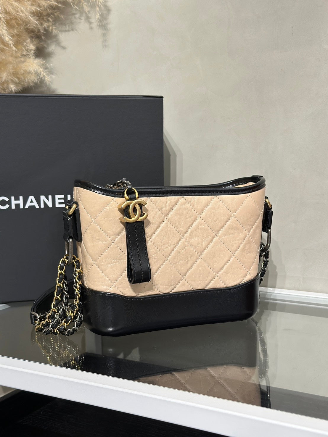 CHANEL 雙鍊條流浪包 - 小號奶茶29開