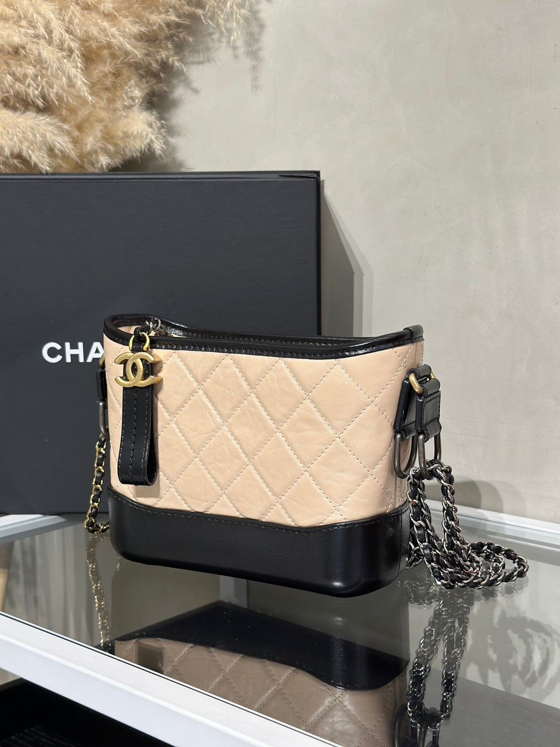 CHANEL 雙鍊條流浪包 - 小號奶茶29開