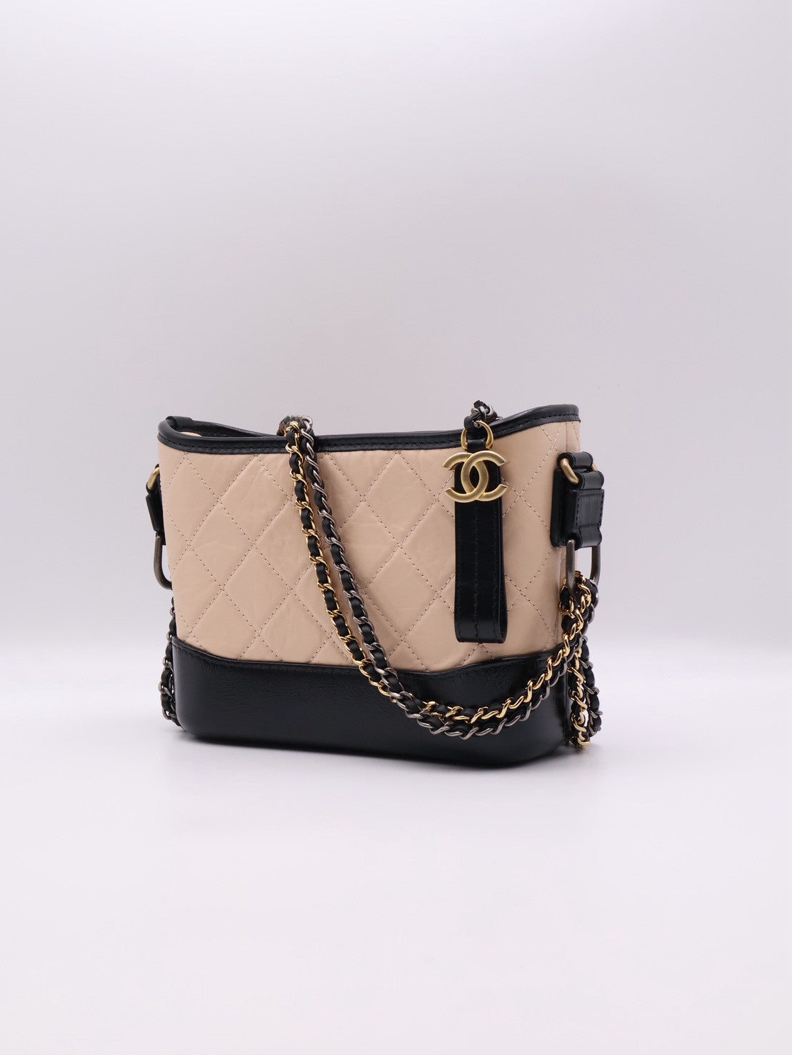 CHANEL 雙鍊條流浪包 - 小號奶茶29開