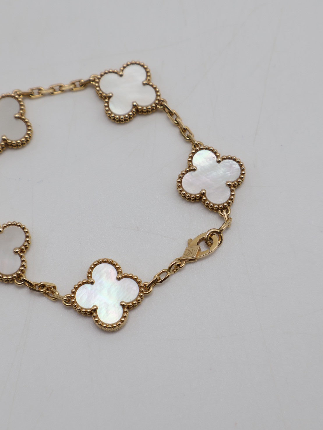 Van Cleef & Arpels 白珍珠母貝18K金五花手鍊 - Vintage Alhambra