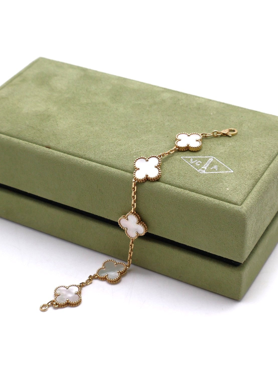 Van Cleef & Arpels 白珍珠母貝18K金五花手鍊 - Vintage Alhambra