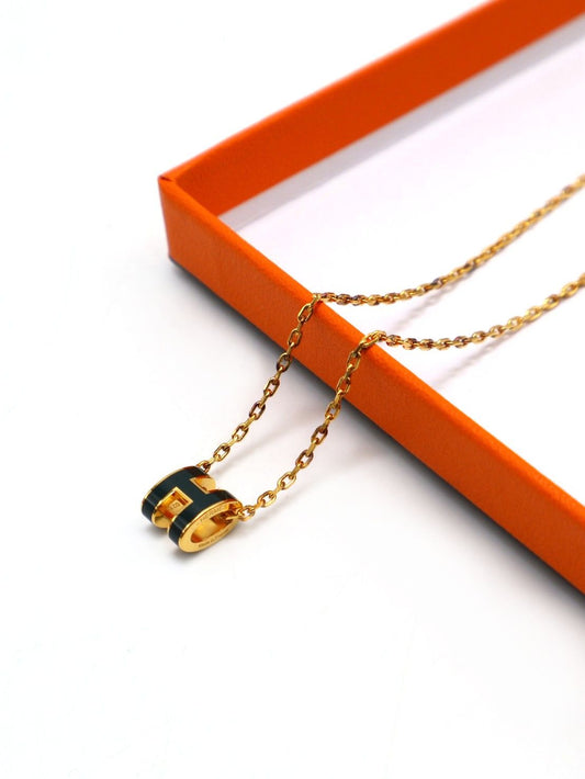 HERMES Mini pop H項鍊 - 松柏綠金