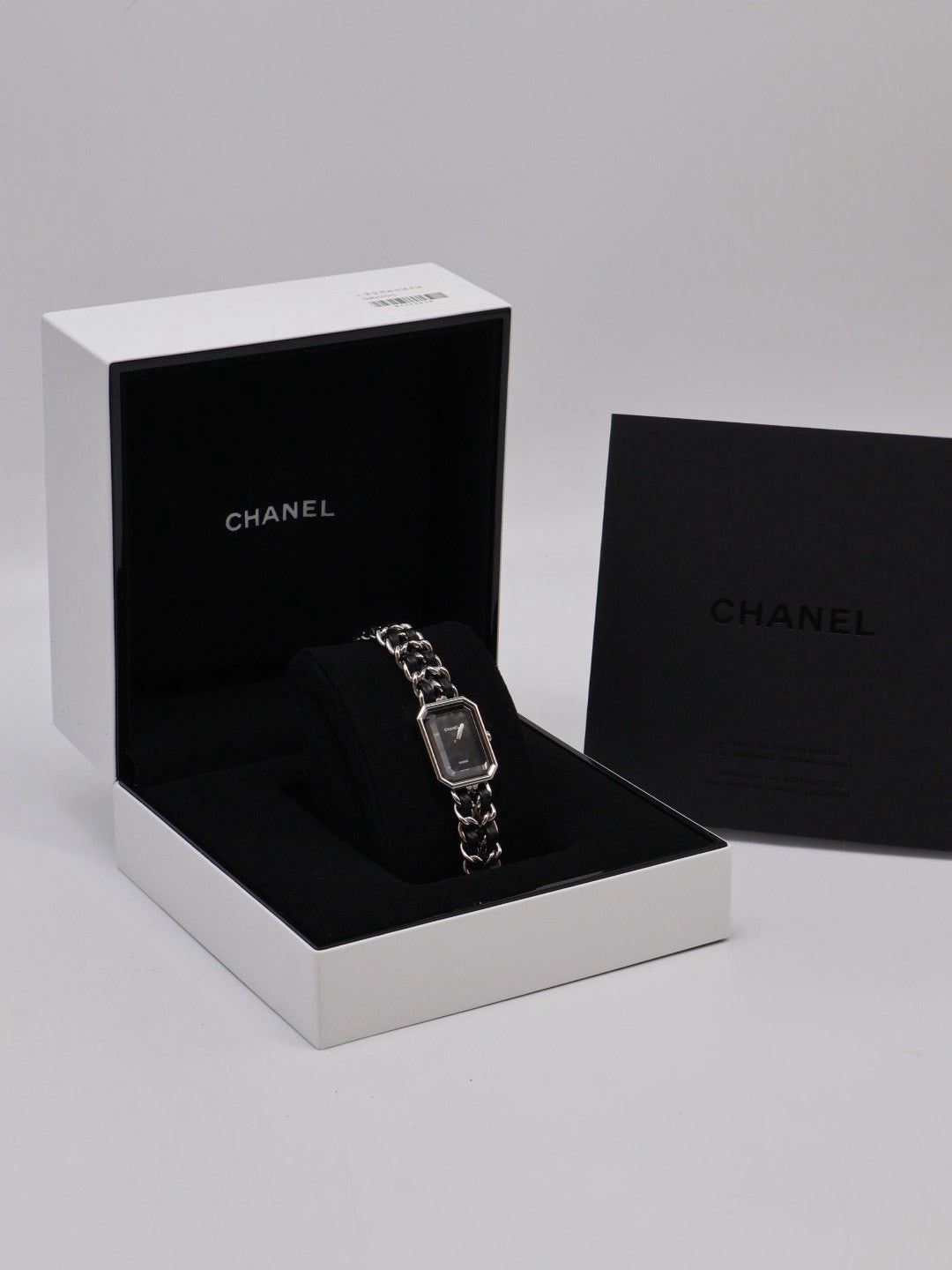 CHANEL 經典Premiers Rock皮穿鍊方糖腕錶 - S黑銀