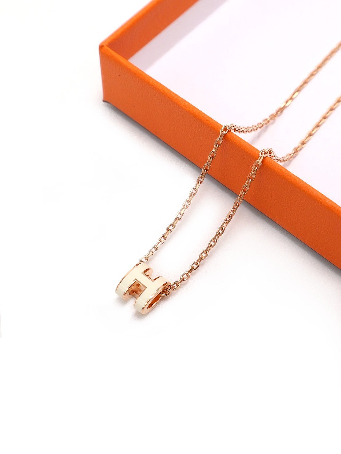 HERMES Mini Pop H項鍊 - 白玫瑰金