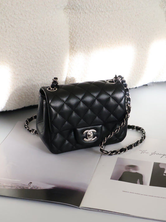 CHANEL 經典口蓋包方胖子 17 - 黑銀