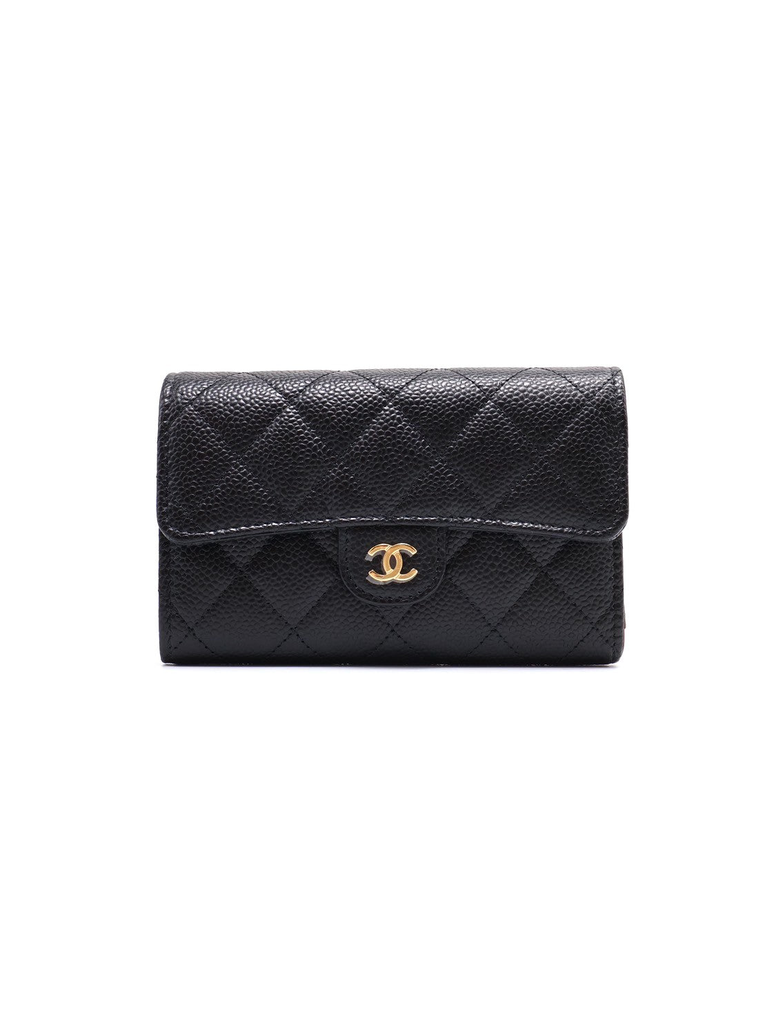 CHANEL 經典粒面牛皮中夾 - 黑金