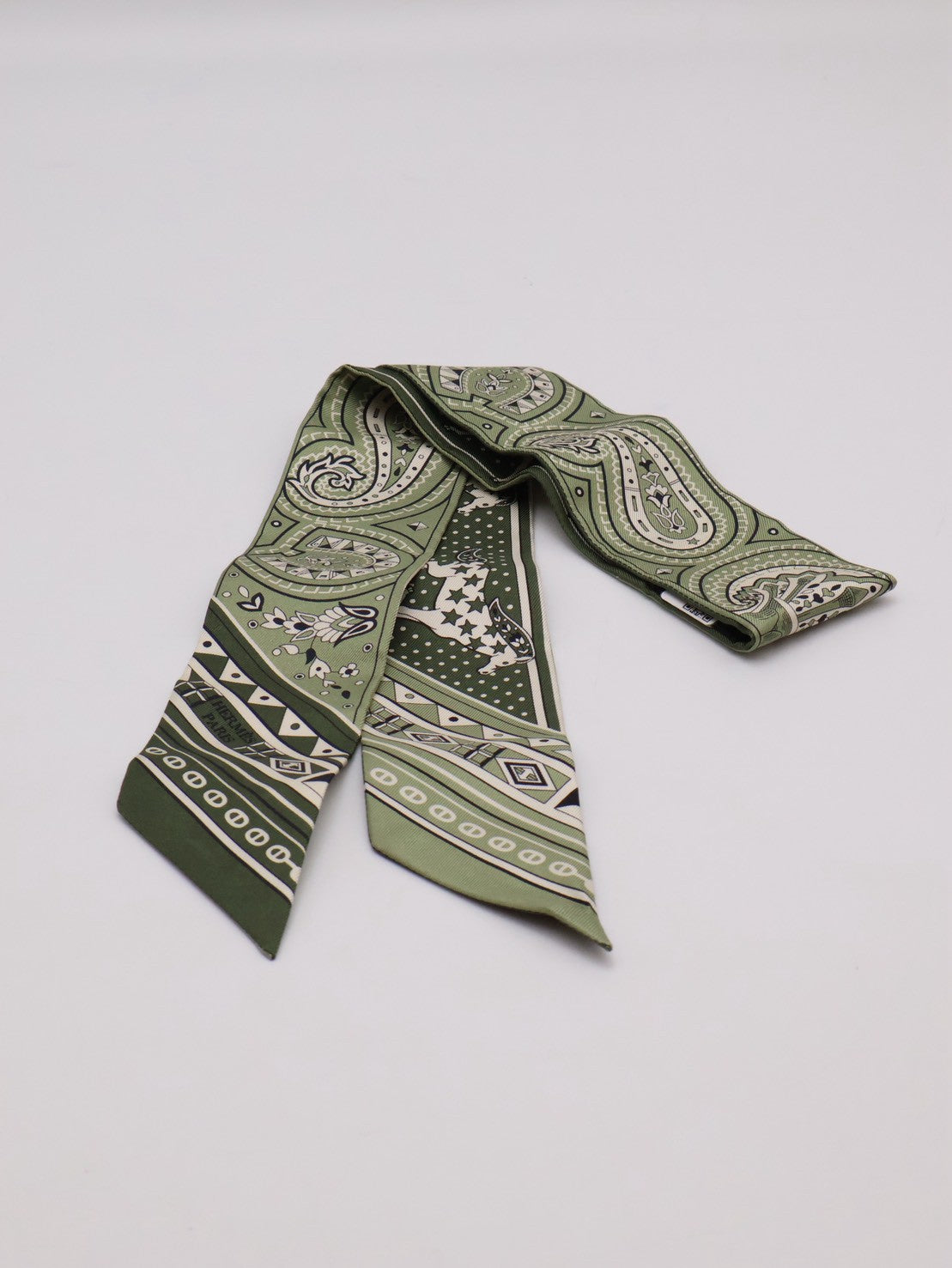 HERMES Cheval de Coeur Bandana愛心駿馬Twilly - 綠