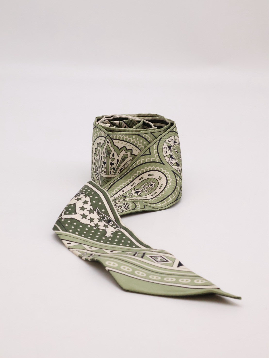 HERMES Cheval de Coeur Bandana愛心駿馬Twilly - 綠