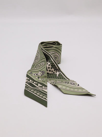 HERMES Cheval de Coeur Bandana愛心駿馬Twilly - 綠