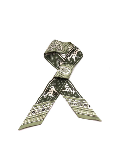 HERMES Cheval de Coeur Bandana愛心駿馬Twilly - 綠