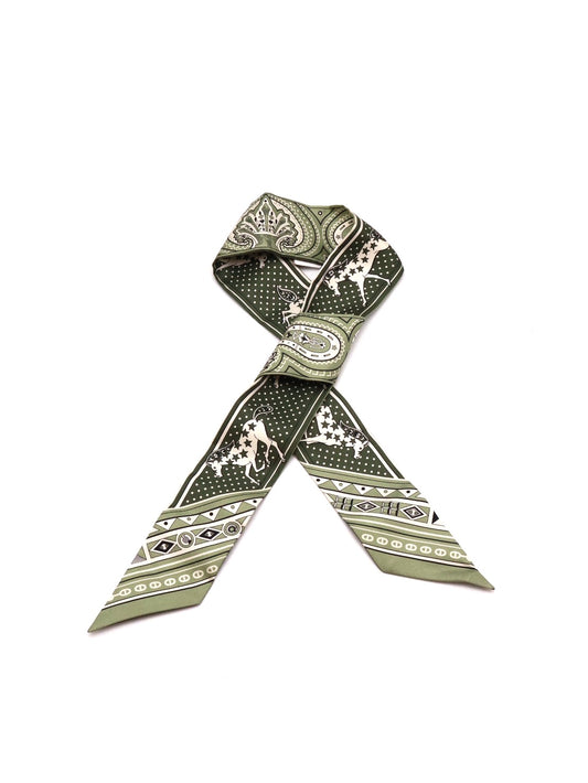 HERMES Cheval de Coeur Bandana愛心駿馬Twilly - 綠