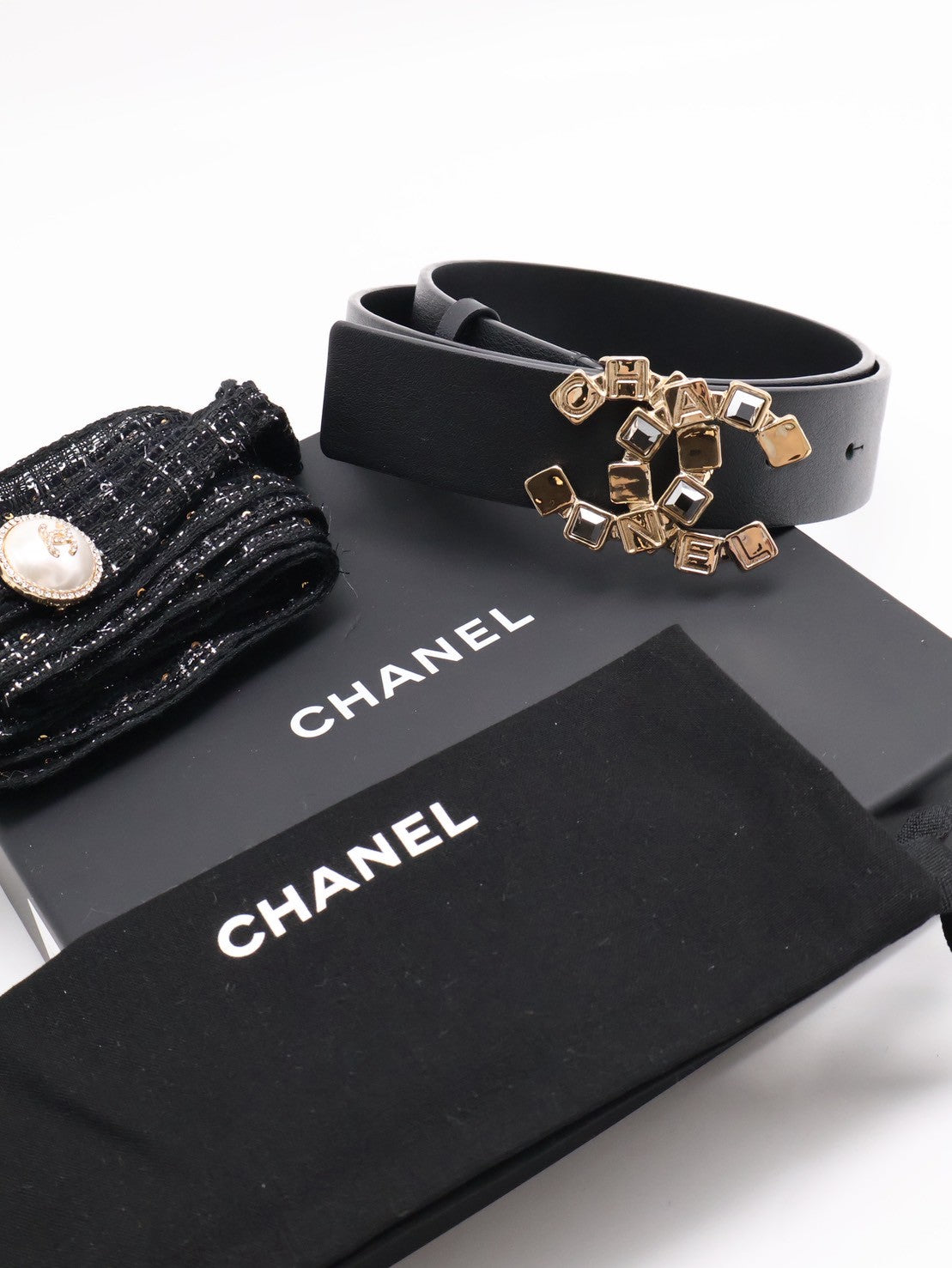CHANEL 24C字母方磚雙C腰帶 - 黑 70