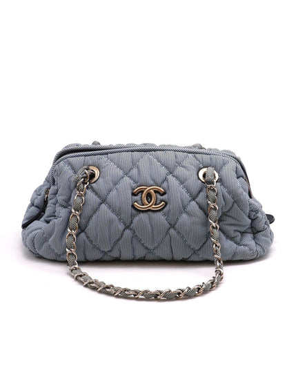 CHANEL 條紋織布泡泡雲朵包 - 藍銀13開