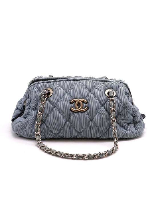 CHANEL 條紋織布泡泡雲朵包 - 藍銀13開
