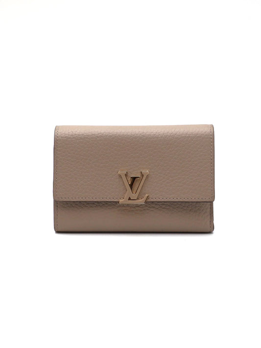 LOUIS VUITTON Capucines三折短夾 - 米灰