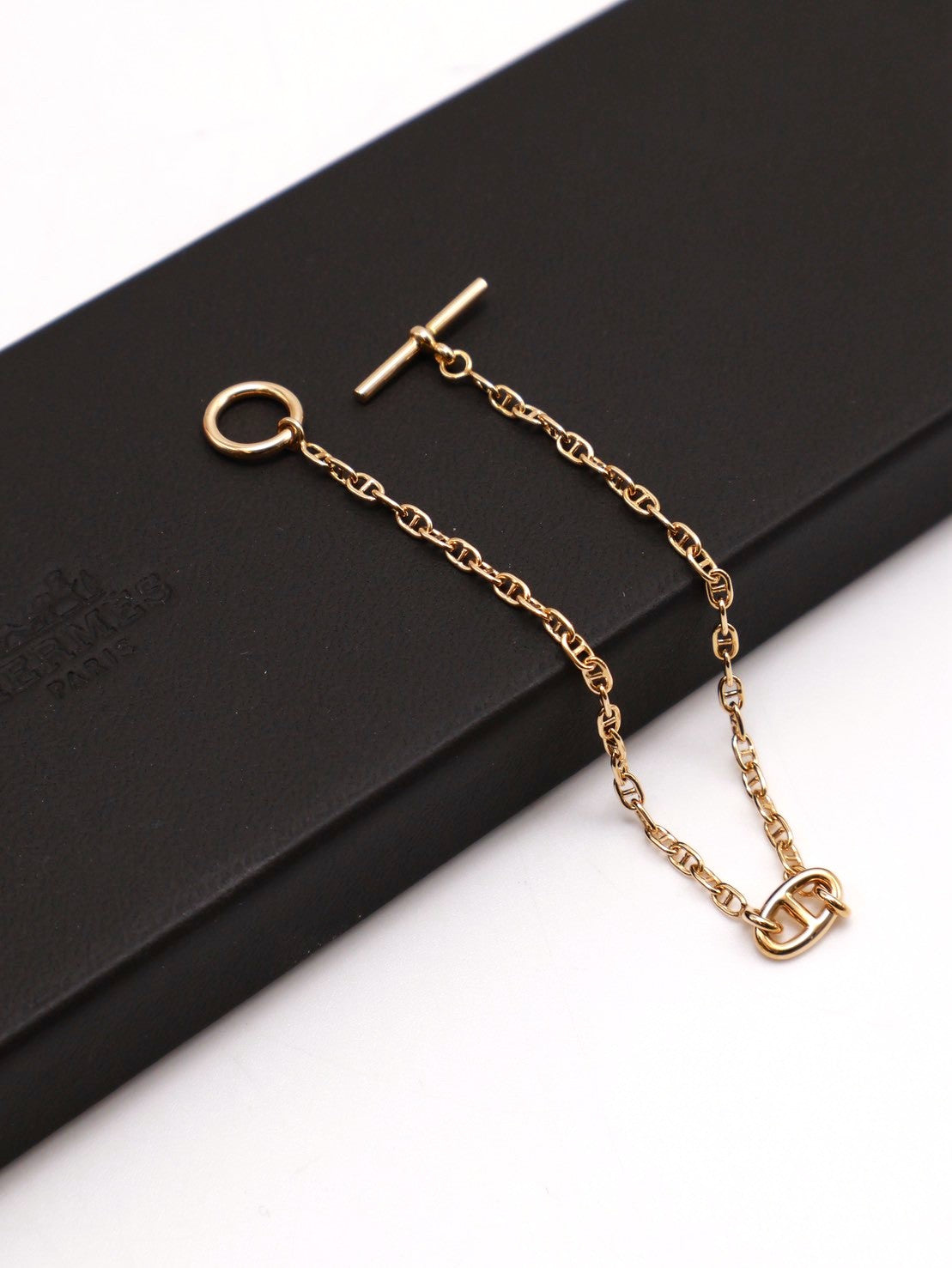HERMES Farandole TPM 18K玫瑰金豬鼻子OT釦手鍊 - S