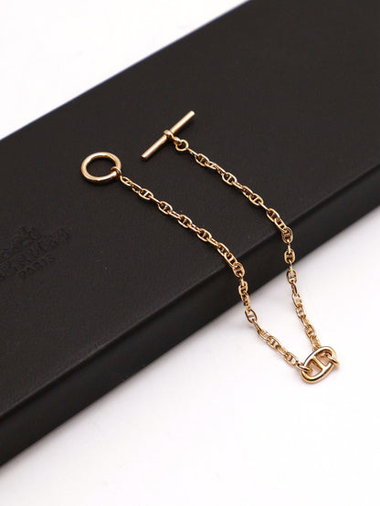 HERMES Farandole TPM 18K玫瑰金豬鼻子OT釦手鍊 - S