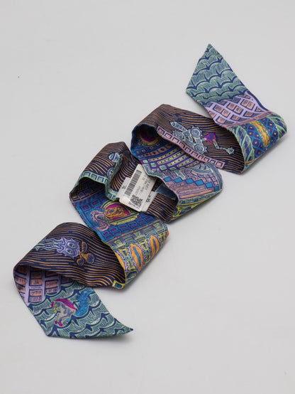 HERMES Super Silk Quest絲巾大冒險Twilly - 鈷藍/黃